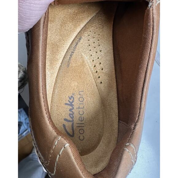 Clarks Collection Caroline Ella Leather Casual Sneakers Sz 10 M Cognac Comfort - Picture 14 of 16